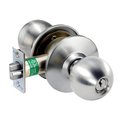 Arrow Grade 1 Storeroom Cylindrical Lock, Ball Knob, Conventional Cylinder, Satin Stainless Steel Finish,  HK12-BB-630